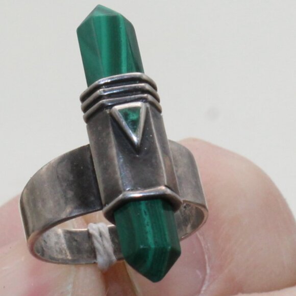 Sterling Jewelry - Vintage Malachite Sterling Silver Ring